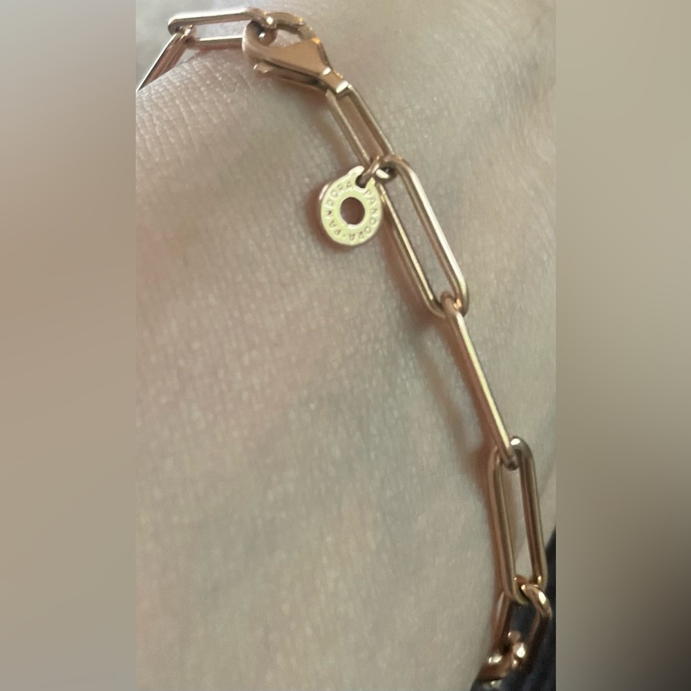 Authentic pandora rose gold link bracelet with diamonds